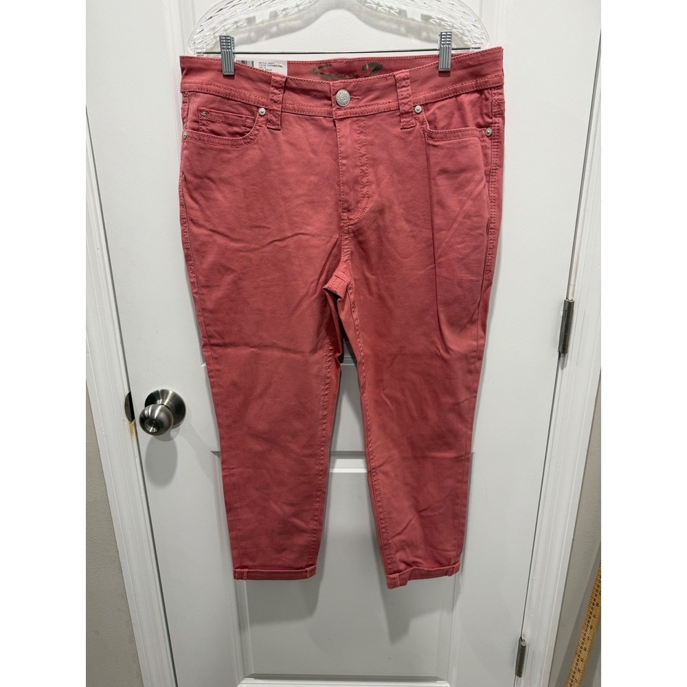 Seven7 Womens Starlette Crop Skinny Pants Canyon Rose Pink Size 16 NWT